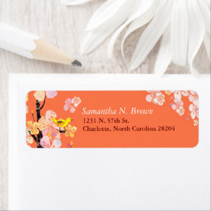 Sakura Flowers & Cute Bird Address Labels