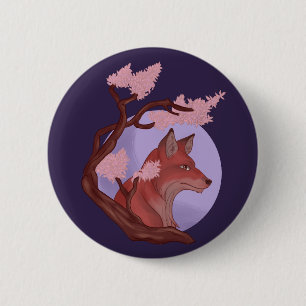 Sakura Fox 6 Cm Round Badge