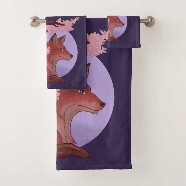 Sakura Fox Bath Towel Set (Insitu)