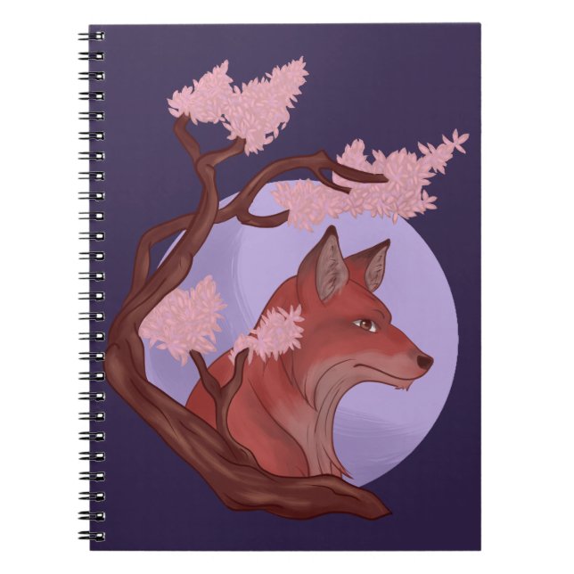 Sakura Fox Spiral Notebook (Front)
