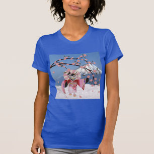 Sakura Geisha Bird in the Snow Cherry Blossoms T-Shirt