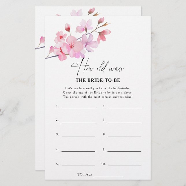 Sakura - How old was the bride to be game (Front/Back)