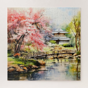 Sakura in Japanese Garden Jigsaw Puzzle