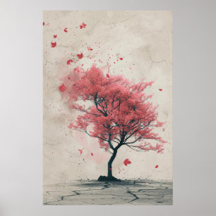 Sakura in the Wind – Japanese Cherry Blossom Paint Poster