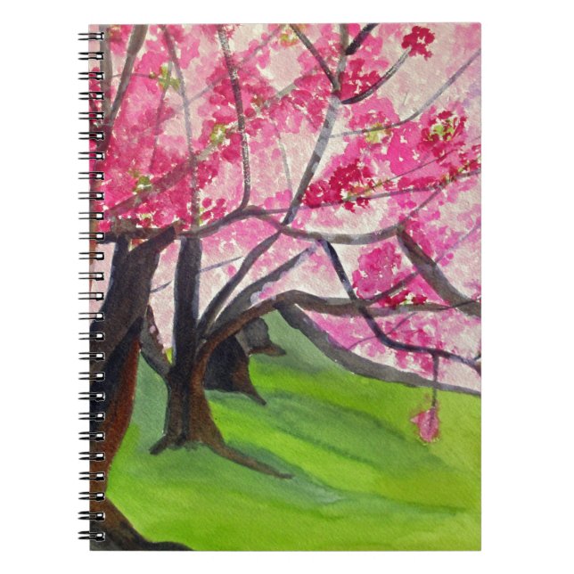 Sakura Japanese Cherry Blossom art Spiral Notebook (Front)