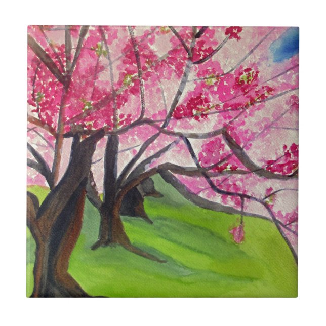 Sakura Japanese Cherry Blossom art Tile (Front)