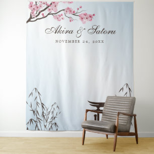 Sakura Japanese Cherry Blossom Asia Photo Backdrop Tapestry