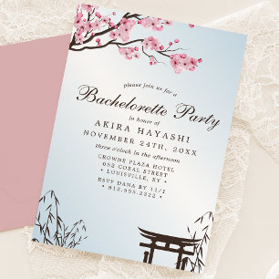 Sakura Japanese Cherry Blossom Asian Bachelorette Invitation