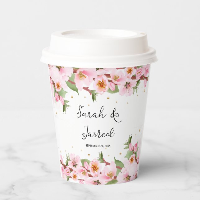 Sakura Japanese Cherry Blossom Asian Paper Cups (Front)