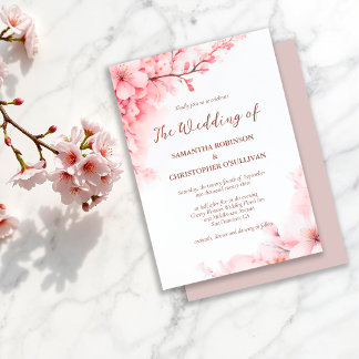 Sakura Japanese Cherry Blossom Floral Wedding Invitation