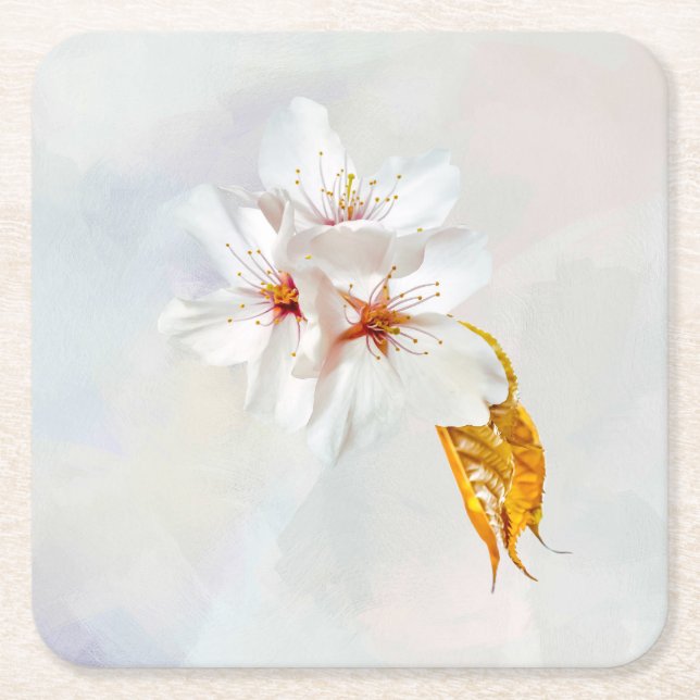 Sakura - Japanese cherry blossom Square Paper Coaster (Front)