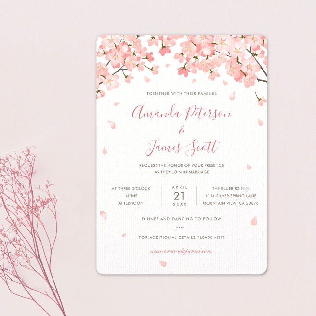 Sakura Japanese Cherry Blossoms Wedding Invitation (Creator Uploaded)