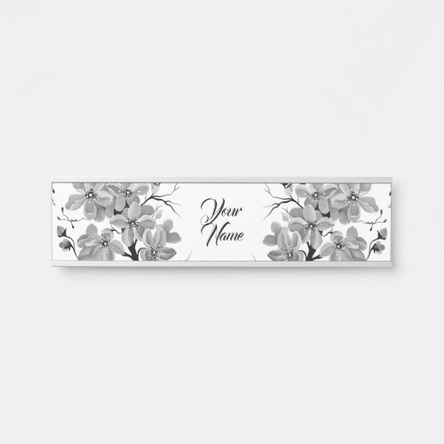 Sakura Japanese Cherry Tree Black and White   Door Sign (Front)