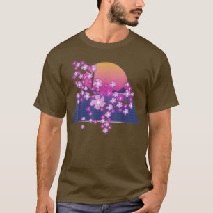 Sakura Japanese Flower Sunset Vaporwave Cherry Blo T-Shirt