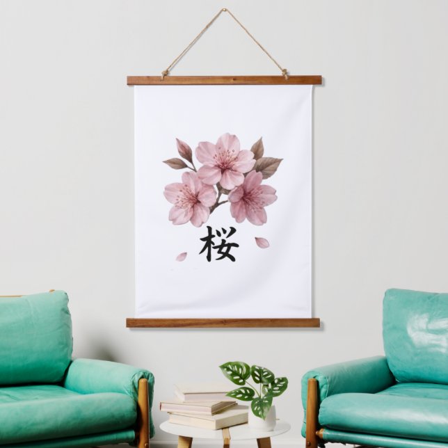 Sakura Katana Japanese Aesthetic  Hanging Tapestry (Living Room)