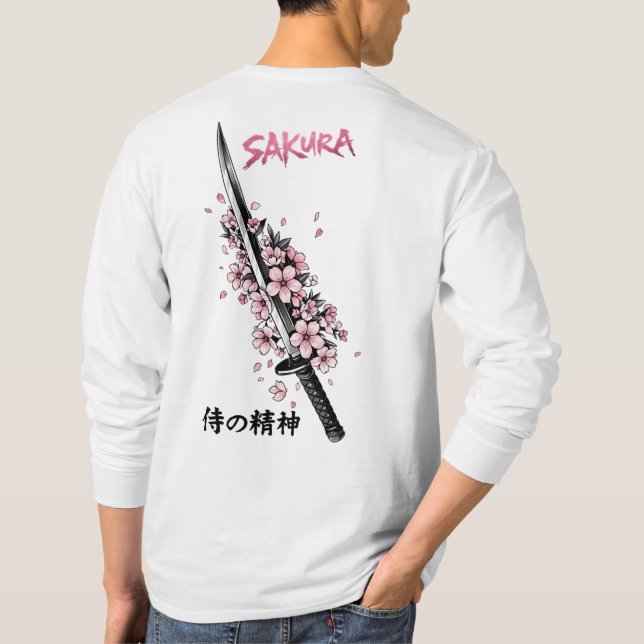 Sakura Katana Japanese Aesthetic Streetwear T-Shirt (Back)
