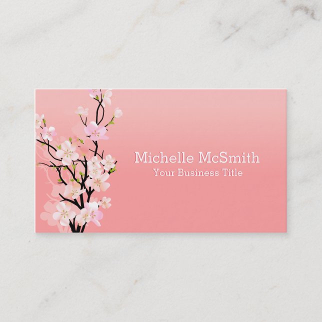 Sakura Kawaii Cherry Blossoms Business Card (Front)