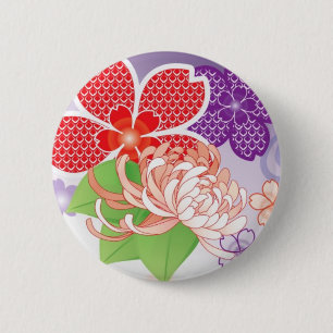 Sakura Kiomono - Japanese Design 6 Cm Round Badge