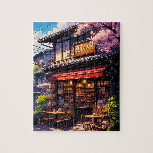 Sakura Kissa  - Cherry Blossom Café Jigsaw Puzzle (Vertical)