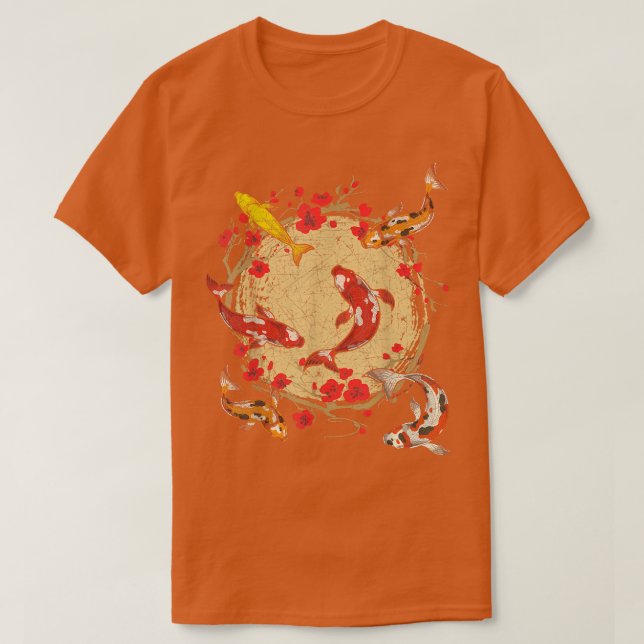Sakura Koi Fish Pond Cherry Blossom Taisho Sanke K T-Shirt (Design Front)
