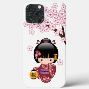 Sakura Kokeshi Doll - Cute Japanese Geisha Girl iPhone 13 Pro Max Case