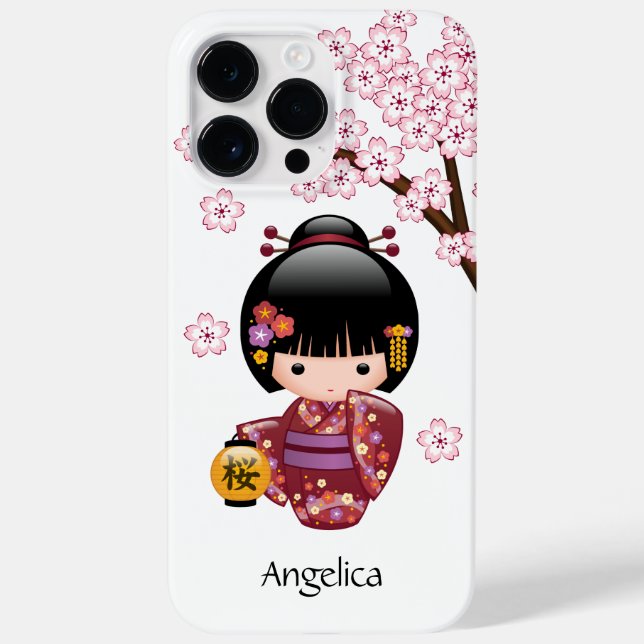 Sakura Kokeshi Doll - Cute Japanese Geisha Girl Case-Mate iPhone Case (Back)