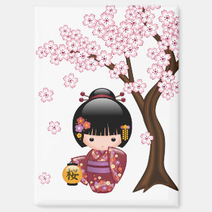 Sakura Kokeshi Doll - Cute Japanese Geisha Girl Magnet