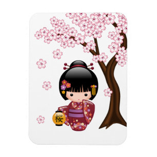 Sakura Kokeshi Doll - Cute Japanese Geisha Girl Magnet