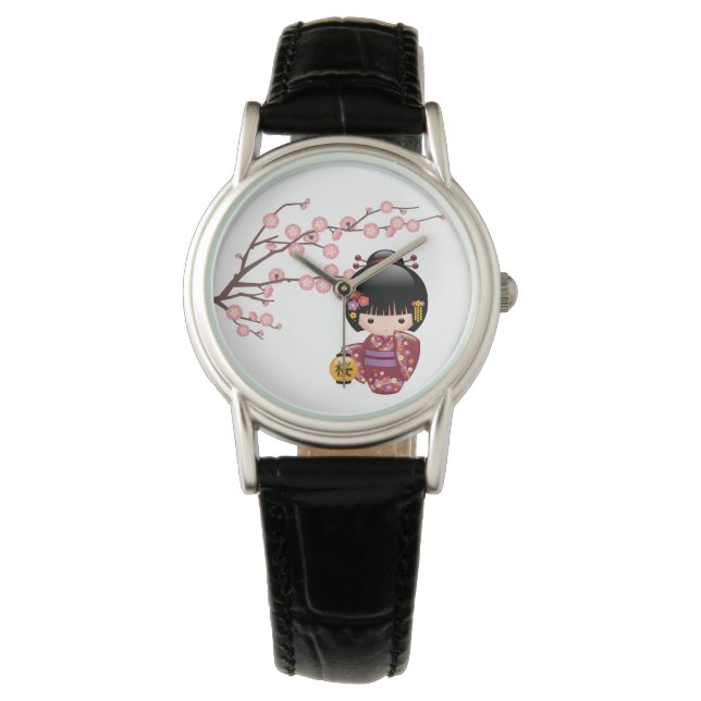 Sakura Kokeshi Doll - Japanese Geisha Girl Watch (Front)