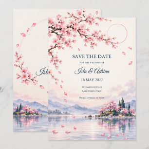 Sakura Lake Wedding Save the Date Invitation