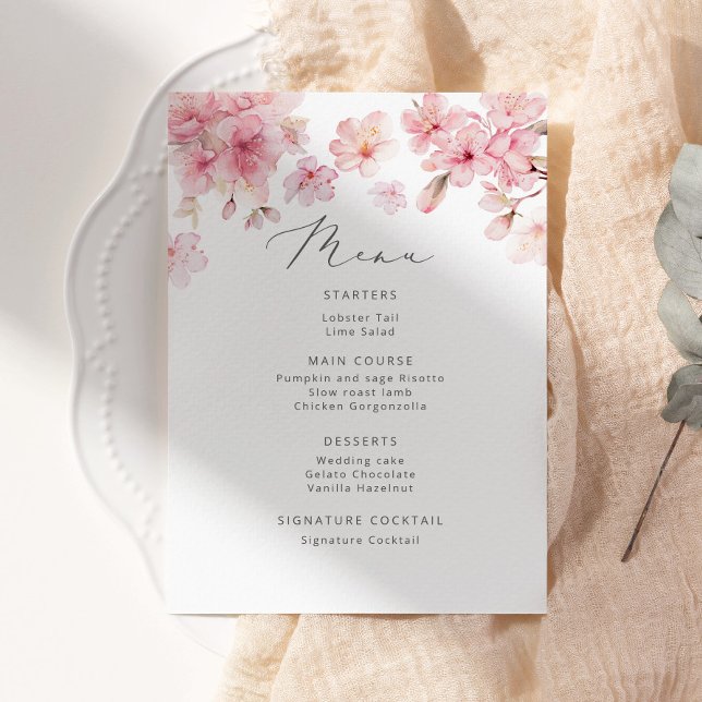 Sakura minimalist bridal shower menu (Creator Uploaded)