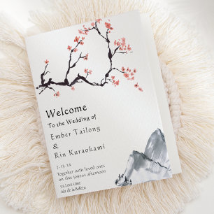 Sakura Mountain   Casual Folded Wedding Programme