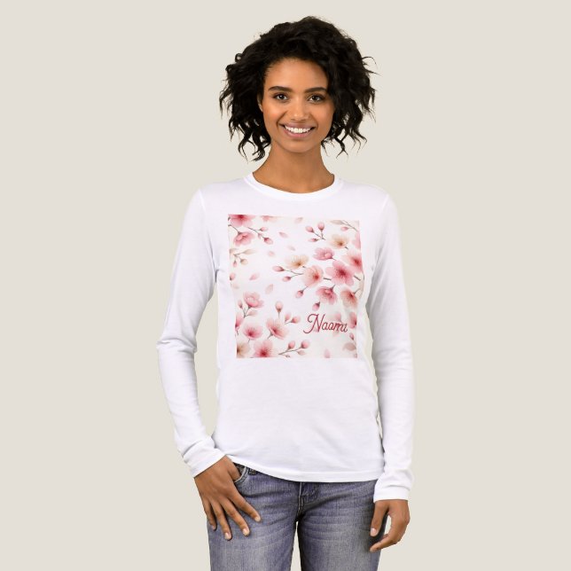 Sakura Movement Seamless Pattern | Feminine Custom Tri-Blend Shirt (Front Full)