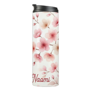 Sakura Movement Seamless Pattern   Feminine Yoga  Thermal Tumbler