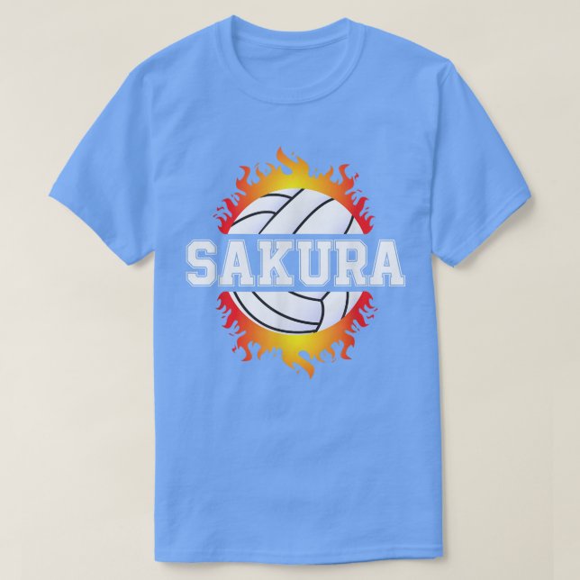 Sakura Name Volleyball Player Girls Ball and Net S T-Shirt (Design Front)