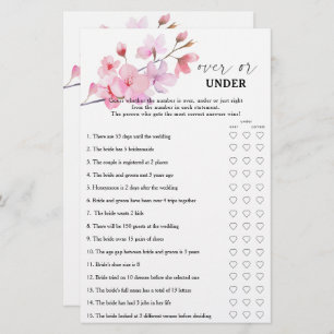 Sakura - Over or under bridal shower game