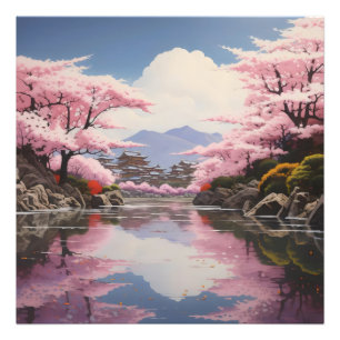 Sakura over River Banks Photo Print