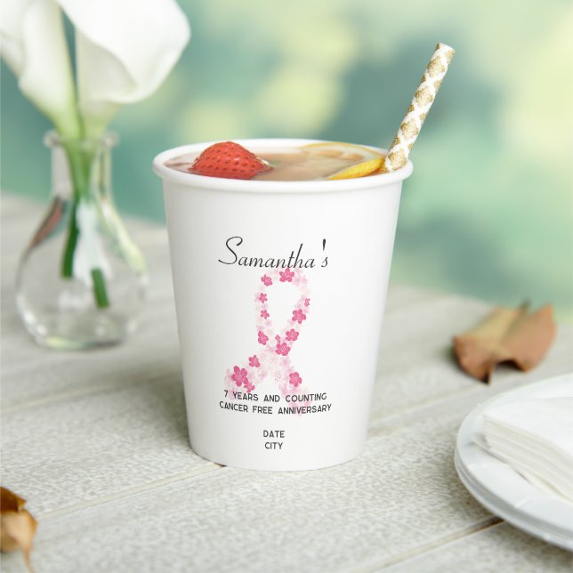 Sakura Pink Breast Cancer Fundraiser QR Code Paper Cups (Insitu)