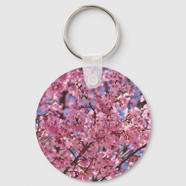 Sakura Pink Cherry Blossom Sky Key Ring (Front)