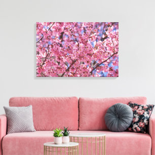 Sakura Pink Cherry Blossom Sky Poster Canvas Print
