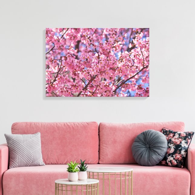 Sakura Pink Cherry Blossom Sky Poster Canvas Print (Insitu(LivingRoom))