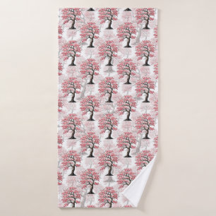 Sakura Pink Cherry Blossom Tree Design Bath Towel
