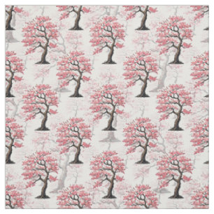 Sakura Pink Cherry Blossom Tree Design Fabric
