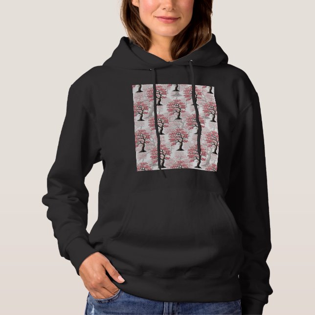 Sakura Pink Cherry Blossom Tree Design  Hoodie (Front)