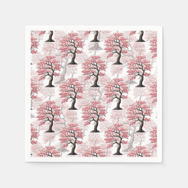 Sakura Pink Cherry Blossom Tree Design  Napkin (Front)