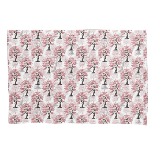 Sakura Pink Cherry Blossom Tree Design  Pillowcase (Front)