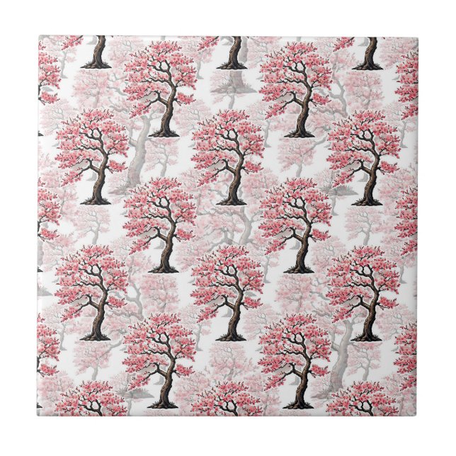 Sakura Pink Cherry Blossom Tree Design  Tile (Front)