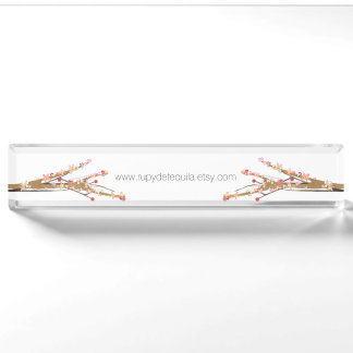 Sakura Pink Flowers in Pale Blue background Nameplate