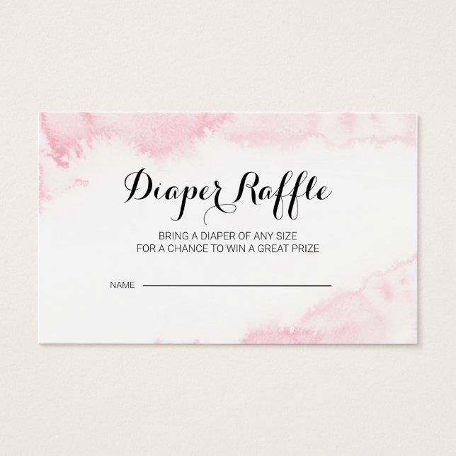 Sakura Pink Watercolor Baby Shower Diaper Raffle (Front)