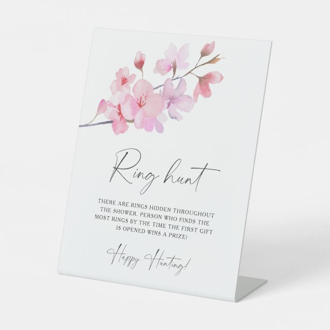 Sakura - Ring hunt bridal shower game Pedestal Sign (Front)